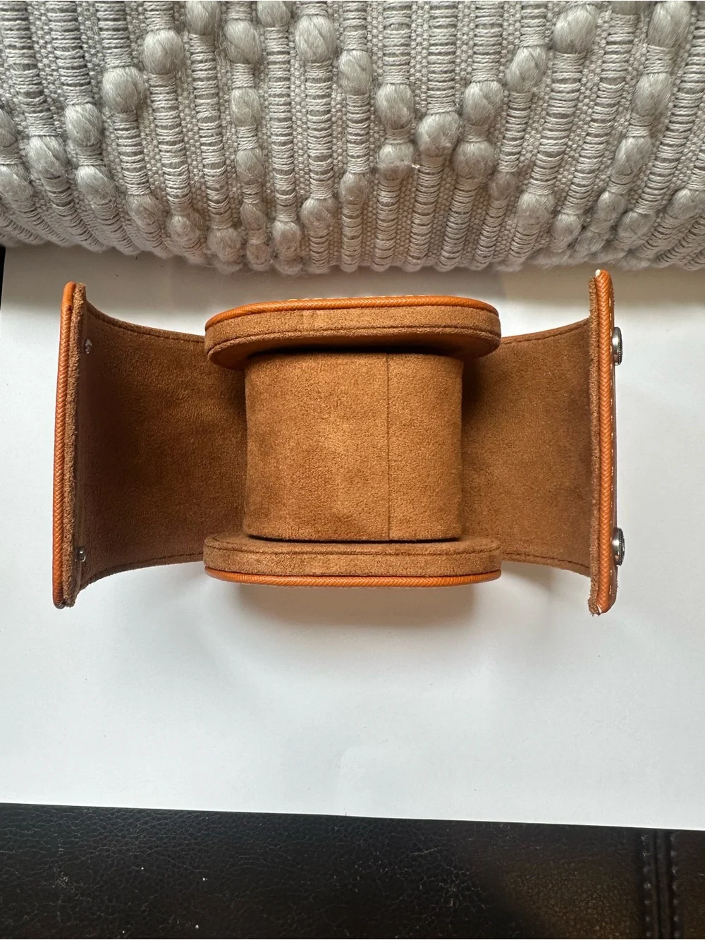 Premium Tan Leather Single Travel Watch Case